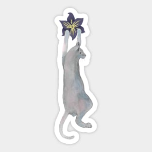 Cat climbing on a flower Sticker